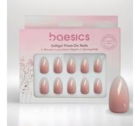 Baesics Lot de 30 faux ongles en gel souple à presser pour la maison, réutilisables, aspect naturel, flexibles, autocollants adhésifs, qualité salon pour débutants et déplacements