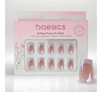 Baesics Lot de 30 pastilles adhésives en gel souple à presser - Pour manucure française - Flexibles - Réutilisables - Aspect naturel - Ongles parfaits à coller sans lumière UV - Qualité salon -