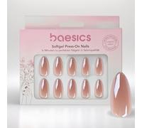 Baesics Lot de 30 pastilles adhésives en gel souple - Amande caramel - Flexibles - Réutilisables - Aspect naturel - Ongles parfaits à coller sans lumière UV - Qualité salon - Confort à la maison et en