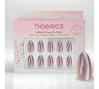 Baesics Lot de 30 pastilles adhésives en gel souple - Amande, viola, œil de chat - Flexibles - Réutilisables - Aspect naturel - Ongles parfaits à coller sans lumière UV - Qualité salon - Confort à la