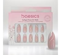 Baesics Lot de 30 pastilles adhésives en gel souple - Effet naturel - Ongles parfaits à coller sans lumière UV - Qualité salon - Confort à la maison et en déplacement