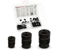 BaessTech Inserts filetés en aluminium pour impression 3D - Lot de 100 inserts thermiques M3 M4 M5 - Filetage de fusion anodisé coloré pour pièces d'impression 3D en PLA, ABS, PETG (noir, assortiment