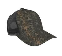 BAFAFA Casquette de baseball gothique en maille imprimée crâne casquette d'extérieur casquette de camionneur décontracté chapeau de pêche chapeaux de sport d'été chapeaux de soleil hommes femmes noir,