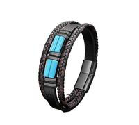 BAFAFA Nouveau en Pierre Naturelle Bracelet for Homme Bracelets en Acier Inoxydable Femme Cuir Boho Bijoux et Accessoires (Style : 19cm_Turquoise)