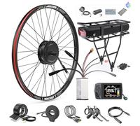 BAFANG Kit Ebike Roue Avant 48V 500W, Hub Front Moteur Kit avec Batterie Optionnelle et Écran LCD pour Vélo 26" 28" 29" 700C, E-Bike Kit de Conversion - Version Frein à Disque avec Old 100 MM