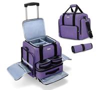 BAFASO Trousse de Maquillage à roulettes avec 3 Pochettes Amovibles, 1 Sac de Rangement pour Pinceaux de Maquillage, Sac Maquillage de Voyage avec Chariot Détachable (Brevet en Instance), Violet