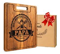 Bafeil Cadeau de fête des pères pour papa - Planche à découper en bois d'acacia gravé XXL Épaisseur 2 cm Cadeau d'anniversaire pour papa Personnalisée par fille fils avec boîte cadeau et chiffon en