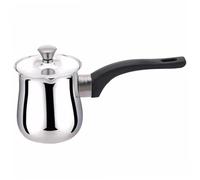 Baférande turque de 180 ml, casserole arabe en acier inoxydable avec poignée anti-scalding et couvercle pour lait, chocolat, café