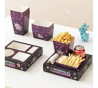 Baffect Lot de 40 plateaux à goûter Movie Night comprenant 10 plateaux néon pour soirée cinéma, 10 boîtes à popcorn, 10 saladiers, 10 invitations de fête cinéma, fournitures de soirée cinéma en plein