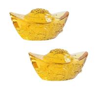 Bafnsiji 12cm, Lingot d'or Feng Shui, Ornements de Lingot doré en Verre de Cristal Fait à la Main, Ornement de Richesse en Lingot d'or Chinois, Cadeau de décoration de prospérité Chinoise, 2pcs