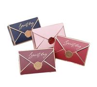 Bafnsiji 25 pcs petites boîtes-cadeaux Kraft rouge, boîtes de bonbons en papier, boîtes de bonbons en forme d'enveloppe, petits cartons pliants, boîtes-cadeaux bronzantes mignonnes, facile à assembler