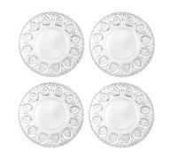 Bafnsiji 25cm,Assiettes à Dessert en Verre, Set d'assiettes en Verre pour 4, Assiettes à Dessert en Verre trempé Transparent, Assiettes en Verre pour apéritif, Fruits, gâteau, Salade