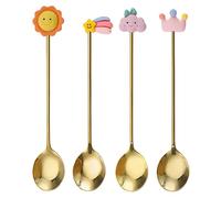 Bafnsiji 4pcs cuillères à café, Mini cuillères, cuillères à café en Or pour Le Dessert, cuillères à Dessert, cuillères à Glace en Acier Inoxydable, cuillères à café créatives cuillères