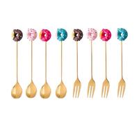 Bafnsiji 8 pièces Mini cuillères et fourchettes Ensemble pour Desserts, Ensemble de fourchettes cuillères, Petites cuillères à café Ensemble de fourchettes à Dessert, Sucre Petite cuillère