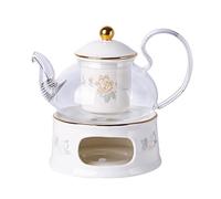 Bafnsiji B, Ensemble de Chauffe-théière, Théière avec Ensemble de Chauffe-thé, Théière en Verre avec Chauffe-thé en céramique, Infuseur en Verre de thé en Vrac, Chauffe-théière 650ml