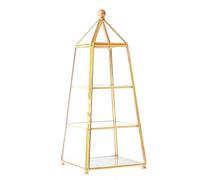 Bafnsiji Boîte à Bijoux en Verre Vintage d'or, Support d'affichage d'anneau de Bijoux, vitrine de Stockage de cosmétiques, présentoir de boîte à Bijoux en Verre