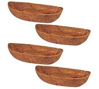Bafnsiji Coco Wall Planter Liner, Paquet de 4 Outdoor Planter Liners, Mural Coco Liner Trough, Natural Plant Fibres Liner, Half Moon Shape Planter Liner