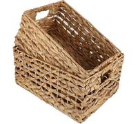 Bafnsiji Ensemble de 2 paniers en Osier tressé, Panier de Rangement rectangulaire en Jacinthe d'eau, Panier de Rangement en rotin tressé à la Main avec poignées découpées, pour Organiser la Chambre