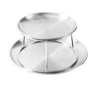 Bafnsiji Plateau Rond en Acier Inoxydable à 2 Niveaux, Plateau de Fruits de mer en Acier Inoxydable, Assiette à huîtres, Plateau de Service, présentoir de Cuisine, Plateau de réception