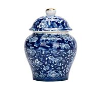 Bafnsiji Pot de Gingembre en céramique, Pot de Gingembre Bleu et Blanc Chinois avec Couvercle, Vase en céramique décoratif Peint à la Main, Stockage de Pot de Cuisine, 1600ml