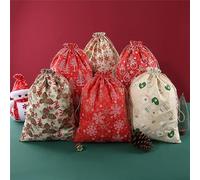 Bafnsiji Sacs de Cadeau de Cordon de Coton, Sacs de Cadeau de Noël de 6pcs, Sacs réutilisables de Noël de Coton, 30x40cm, Sacs de Cadeau de Cordon de Papier d'emballage de Noël