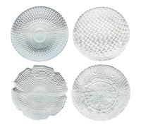 Bafnsiji Set d'assiettes en Verre pour 4, Assiettes à Dessert en Verre, Assiettes à Dessert Rondes Transparentes, Assiettes de fête de Service de Restaurant, Ensemble d'assiettes en Verre