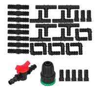 BAFOVY 34PCS Set Kit d'irrigation à Goutte, Solutions d'arrosage Efficaces pour Les Jardins, Les Serres et Les fermes. Barb Design, Installation Facile. Adaptateur de Robinet Inclus. Matériau ABS.
