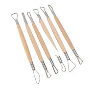 BAFOVY 6 Pièces Ensemble D'Outils en Boucles et Râteaux pour Sculpture sur Argile avec Manche en Bois, Kit de Modelage et Façonnage de Poterie à Double extrémité avec Outils de