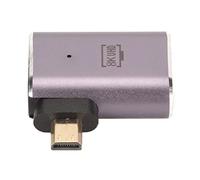 BAFOVY Adaptateur HD Femelle vers Micro HD à Angle Gauche avec Lumière LED, Alliage d'aluminium, Support 8K, Plug and Play pour Moniteurs, Ordinateurs Portables, Caméras