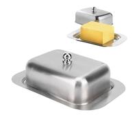 BAFOVY Beurrier en Acier Inoxydable avec Couvercle, Porte-beurre, Boîte de Rangement de Fromage, qualité Alimentaire, Lavable au Lave-vaisselle pour la Cuisine