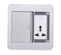BAFOVY Boîte de Prise de Bureau en Alliage d'aluminium, Multiprise Encastrée avec 2 Prises à 3 Broches et 2 Ports Réseau, Boîte de Prise de Sol à Double Porte 16A 4000W pour la Maison, Le Bureau et