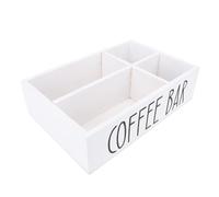 BAFOVY Boîte de Rangement de Diviseur de Matériau en Bois de qualité Supérieure pour Cuisine de Comptoir, Sacs à thé Paquets de Sucre et Support de Bâtons, Améliorer l'ambiance de la Maison, (WHITE)