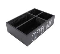 BAFOVY Boîte de Rangement de Diviseur de Matériau en Bois de qualité Supérieure pour Cuisine de Comptoir, Sacs à thé Paquets de Sucre et Support de Bâtons, Améliorer l'ambiance de la Maison, (BLACK)