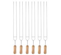 BAFOVY Brochette de Barbecue avec Poignée en Bois, Aiguille de Grillade en Acier Inoxydable pour Camping de Pique-Nique en Plein Air, Fourches Rôties pour Une Utilisation Durable