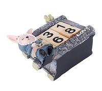 BAFOVY Calendrier en Bois de Dessin animé, Calendrier de Bureau en Résine, 13 X 9 X 10 Cm, Bloc de avec Motif de Maison de Lapin, Blocs de Dates DIY pour Enfants, Salon, Chambre à Coucher,