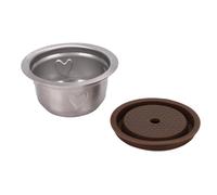 BAFOVY Capsule de café Réutilisable en Acier Inoxydable, Dosette Rechargeable pour Machine avec Cuillère et Brosse pour Brassage D'une Tasse (230ml)