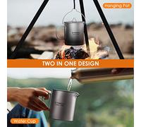 BAFOVY Cups de Camping Légers Portables avec Pot en Titane et Spork Pliable, Ensemble 3 Pièces pour L'Aventure en Plein Air, la Randonnée, Le Randonnée, Les Voyages, Le Chauffage Efficace et la