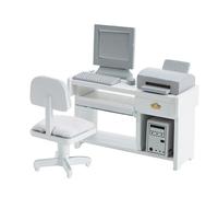 BAFOVY Ensemble de Bureau Miniature avec Tiroir Fonctionnel à L’échelle | Bureau en Bois de Bouleau, Chaise de Bureau Roulante, Modèle 4,33x1,73x2,68 Pouces, Mini Scène D'étude Peu Encombrante