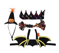 BAFOVY Ensemble de Chauve-Souris pour Animaux de Compagnie d'halloween, Accessoires de Déguisement pour Chien Réglables en Feutre avec Cloches de Citrouille pour Chats et Petits Chiens Fête (S)