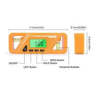 BAFOVY Inclinomètre de Recherche d'angle de Rapporteur de Niveau Numérique 3 en 1, Outil de Mesure avec écran LCD rétroéclairé, Base Magnétique pour la du Bois, Réparation Automobile, Usage (ORANGE)