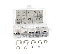 BAFOVY Kit d'assortiment de Clips E en Acier Inoxydable 304, 120 Pièces, Anneaux de Retenue Externes M1,5 à 10 Mm avec Boîte de Rangement, Résistance à la Corrosion, Installation Facile pour la