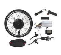 BAFOVY Kit de Conversion de Roue de Moteur Avant de 26 Pouces, Moteur de Moyeu sans Engrenage sans Balais 48V avec écran LCD, Accélérateur Rotatif, Levier de Frein à Coupure de Puissance pour les