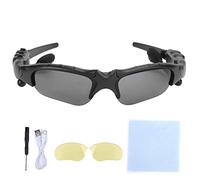 BAFOVY Lunettes Bluetooth Smart 5.0 avec Haut-parleurs Stéréo Hi-FI, Lunettes Audio sans Fil UV400 Polarisées, Léger ABS Conduite Sport pour Homme Femme - Noir + Lentille Jaune + Tournevis