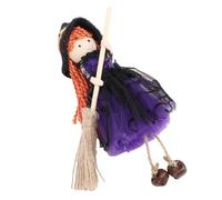BAFOVY Ornement de Poupée de Sorcière à Suspendre, Petite Figurine de Sorcière en Tissu de Soie avec Manche à Balai pour la Décoration Intérieure et Extérieure d'halloween (Purple)