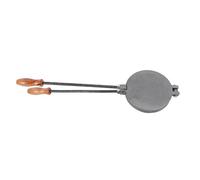 BAFOVY Pan de Crêpe à Double côté, Plaque Chauffante Réversible en Fonte avec Poignées en Bois pour Pain Plat Chinois Pancakes à Gaz Compatible