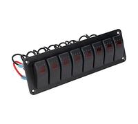 BAFOVY Panneau de Commutation à 8 Gangs, Panneau d'interrupteur à Bascule LED avec Boîtier PC ABS PBT, Commande Marche/arrêt étanche Pré-câblée avec Rétroéclairage LED et Protection de Circuit pour