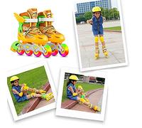 BAFOVY Patins à Roues Alignées, Patins à roulettes Réglables avec 8 Roues éclairantes pour Enfants et Adultes, en PU Résistantes à l'abrasion, Roulement ABEC-7, Cadre en Alliage (S)