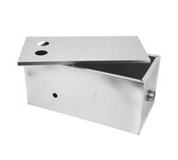 BAFOVY Piège à Graisse de Filtration en 3 étapes Intercepteur de Graisse en Acier Inoxydable 50 X 25 Cm Double Trous Panier Amovible de Grande capacité Ports Filetés pour Utilisation dans un évier de