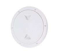 BAFOVY Plaque de Pont Ronde Blanche de 15,2 Cm, Trappe d'inspection en Nylon ABS avec Surface Antidérapante, Trous Pré-percés, Joint Torique pour Accès Marin de Bateau, Yacht