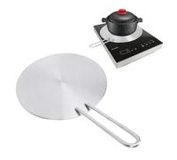 BAFOVY Plaque Diffuseur de Chaleur en Acier Inoxydable, Répartiteur de Chaleur, Convertisseur, Adaptateur à Induction pour Cuisinière à Gaz et Plaque de Cuisson en Verre avec Poig (24#)